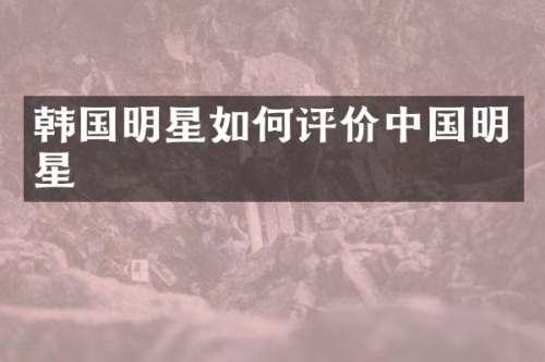 韩国明星如何评价中国明星