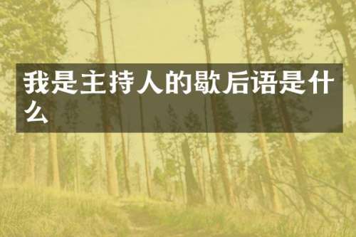 我是主持人的歇后语是什么