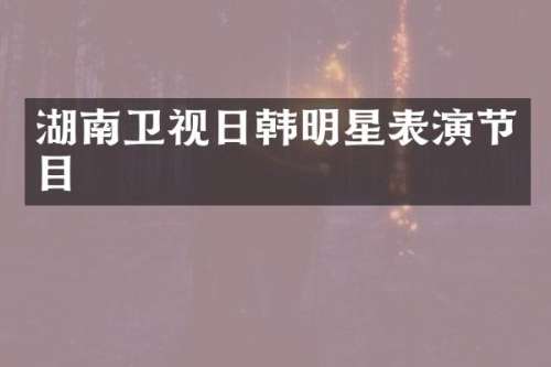 湖南卫视日韩明星表演节目