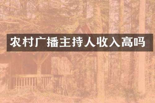 农村广播主持人收入高吗