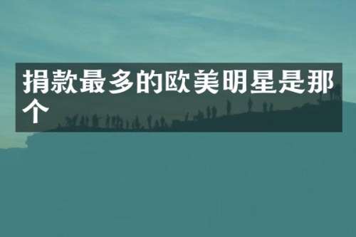 捐款最多的欧美明星是那个