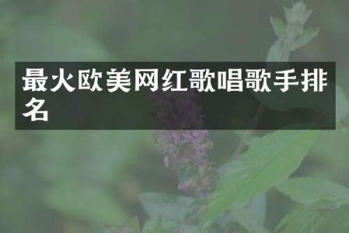 最火欧美网红歌唱歌手排名