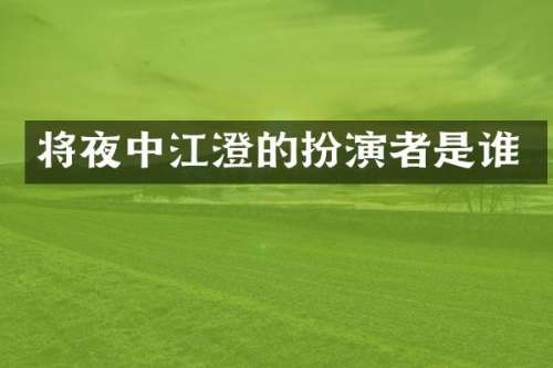 将夜中江澄的扮演者是谁