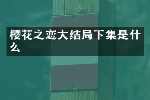樱花之恋大结局下集是什么