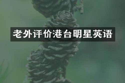 老外评价港台明星英语