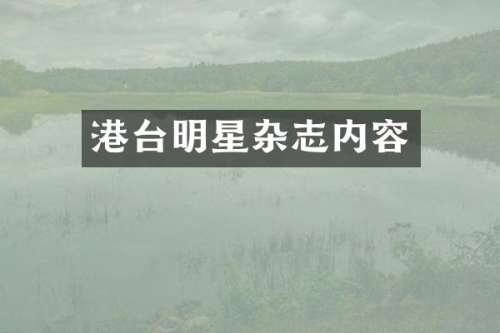 港台明星杂志内容