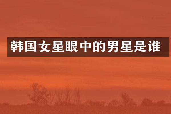 韩国女星眼中的男星是谁