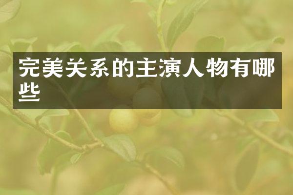 完美关系的主演人物有哪些