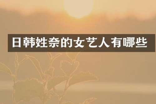 日韩姓奈的女艺人有哪些