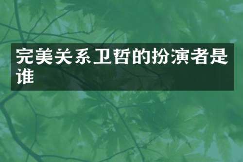 完美关系卫哲的扮演者是谁