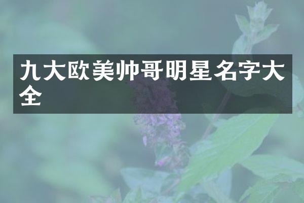 九大欧美帅哥明星名字大全