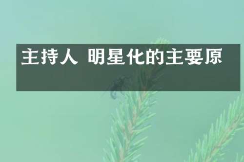 主持人 明星化的主要原因