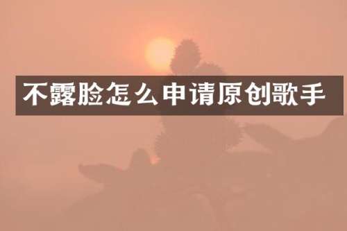 不脸怎么申请原创歌手