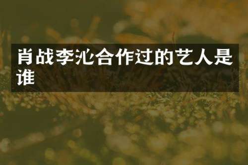 肖战李沁合作过的艺人是谁