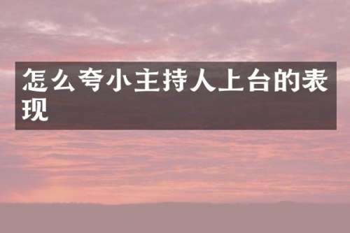 怎么夸小主持人上台的表现