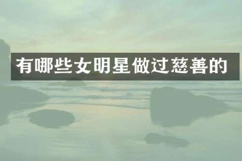 有哪些女明星做过慈善的
