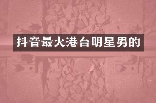 抖音最火港台明星男的