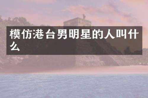 模仿港台男明星的人叫什么