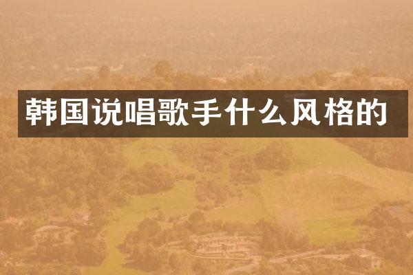 韩国说唱歌手什么风格的