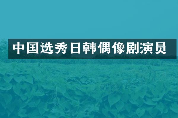 中国选秀日韩偶像剧演员