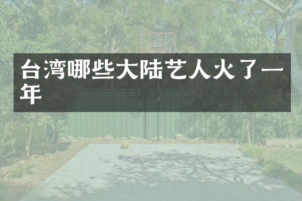 台湾哪些大陆艺人火了一年