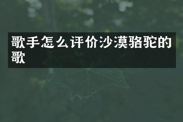 歌手怎么评价沙漠骆驼的歌