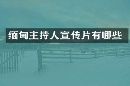 缅甸主持人宣传片有哪些