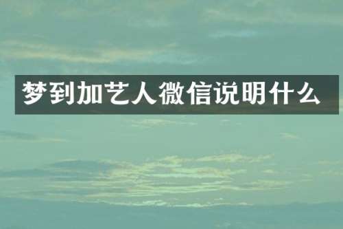 梦到加艺人微信说明什么