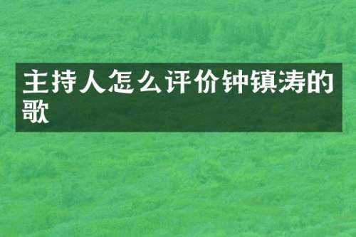 主持人怎么评价钟镇涛的歌