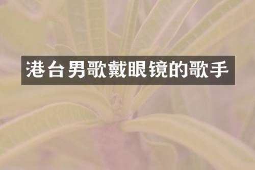 港台男歌戴眼镜的歌手