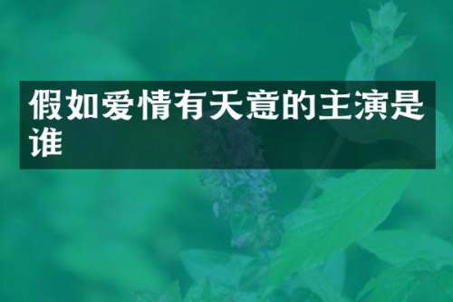 假如爱情有天意的主演是谁