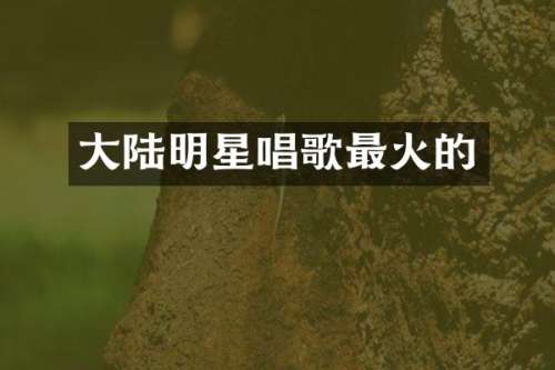 大陆明星唱歌最火的