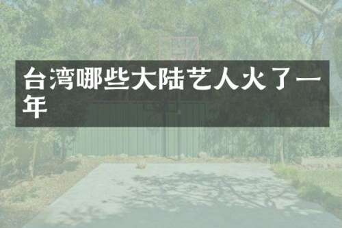 台湾哪些大陆艺人火了一年