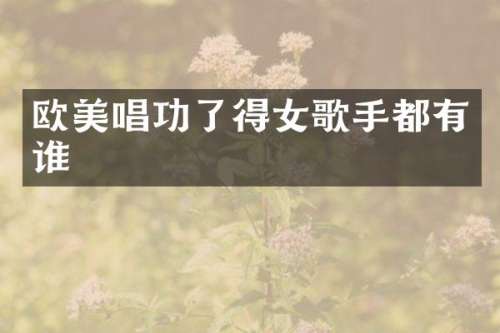 欧美唱功了得女歌手都有谁