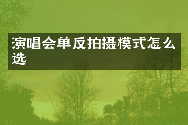 演唱会单反拍摄模式怎么选