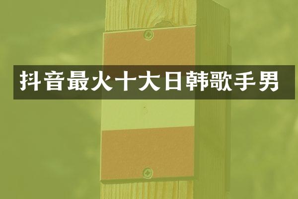 抖音最火十大日韩歌手男