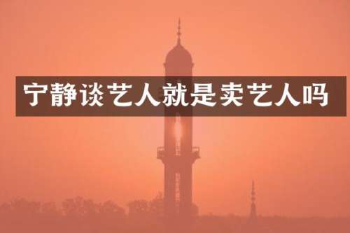 宁静谈艺人就是卖艺人吗