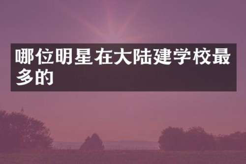 哪位明星在大陆建学校最多的