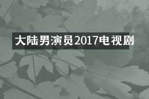 大陆男演员2017电视剧