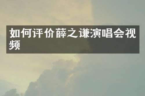 如何评价薛之谦演唱会视频