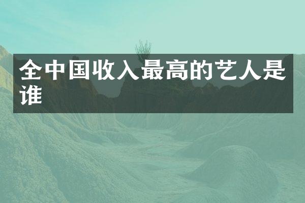 全中国收入最高的艺人是谁