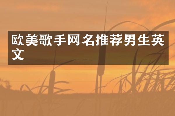 欧美歌手网名推荐男生英文