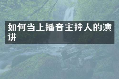 如何当上播音主持人的演讲