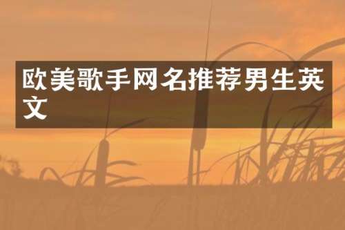欧美歌手网名推荐男生英文