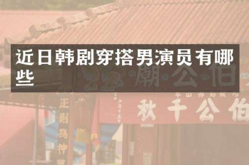近日韩剧穿搭男演员有哪些