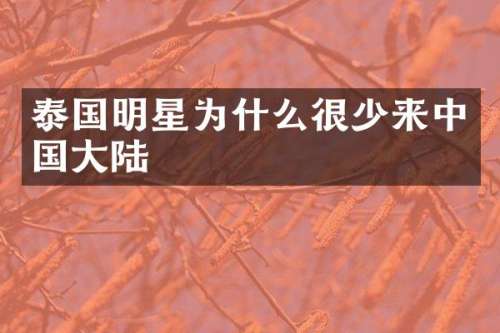 泰国明星为什么很少来中国大陆