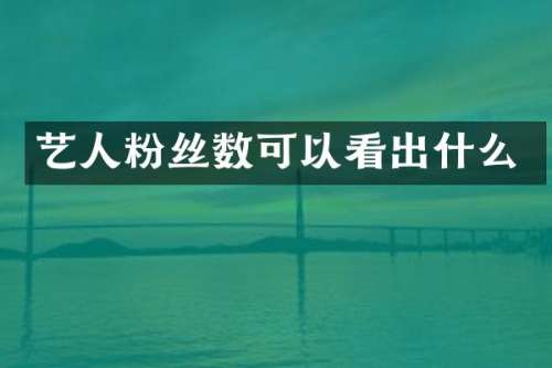 艺人粉丝数可以看出什么