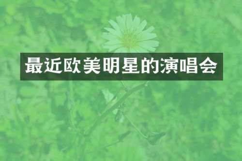 最近欧美明星的演唱会