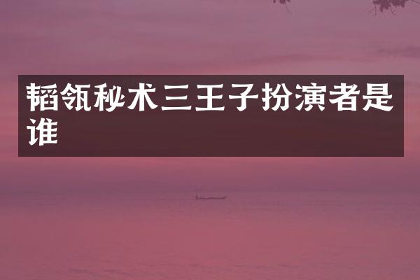 韬瓴秘术三王子扮演者是谁