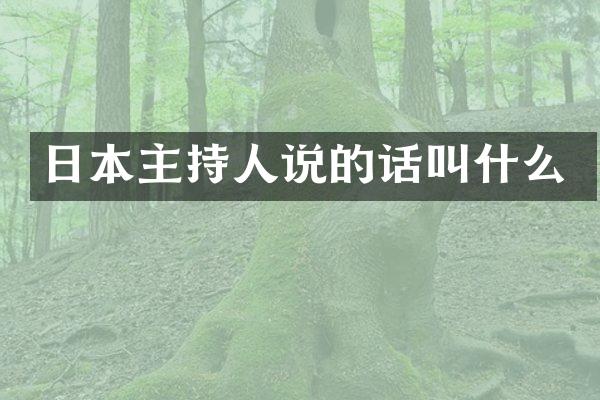 日本主持人说的话叫什么